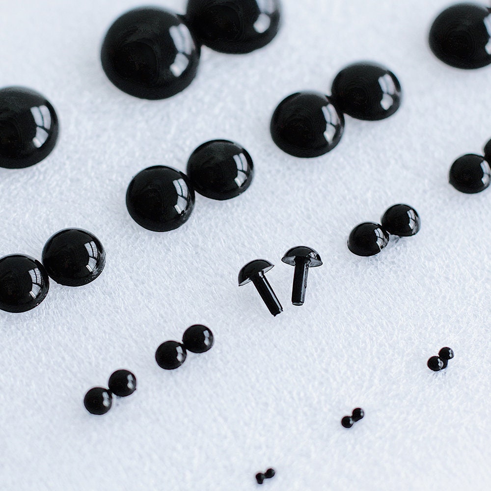 350/650pcs Safety Eyes Round Black Plastic Doll Eyes 3mm To 12mm Flatback  Cabochon Button Eyeball Beads For Stuffed Animals Amigurumis Crochet Bears C