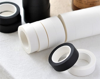 Cinta adhesiva Washi blanca y negra en blanco, planificador, rollo de 15 mm x 10 metros, color a elegir