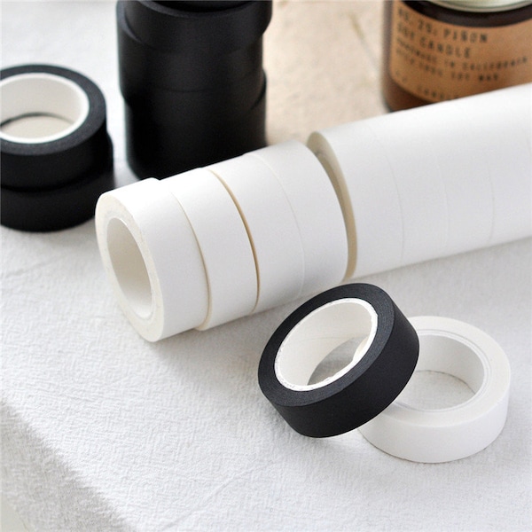 Blank White And Black Washi Tape Adhesive Planner Washi Tape 15mm x 10 Meters Roll Pick Color