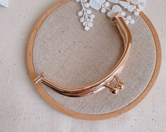 8cm x 4cm Rose Gold Upper Shed Kisslock Glue-In Mini Purse Frame