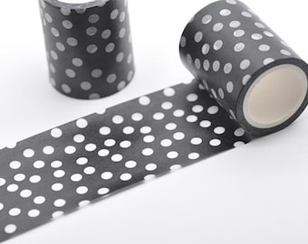 Black Polka Dots Adhesive Washi Tape 50mm Wide x 5M Roll No.12032