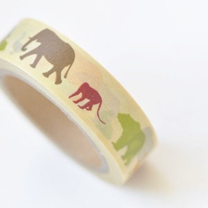 Animals Deco Tape Elephant Monkey Bear Adhesive Washi Tape 15mm Wide x 10M Roll No.13305