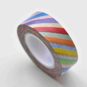 Colourful Stripes Deco Washi Tape 15mm Wide x 10M Roll No.12938