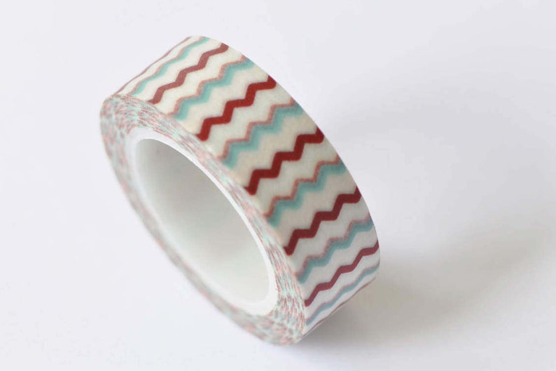 Blue And Red Wave Washi Tape Scrapbook Supply 15mm wide x 10m long No 12396