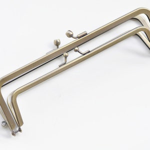 20.5cm x 7cm (8"x 2 3/4") Brushed Brass Double Purse Frame Glue In Style Bag Hanger High Quality