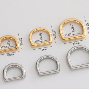 2 pcs A Set Stainless Steel D Rings Inner Size 11mm/12mm/14mm Pick Color