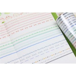 Skinny Washi Tape Full Set, Card Scrapbooking Tape, Gift Wrapping Tape Skinny 5mm x 3M Set of 18 No.10503