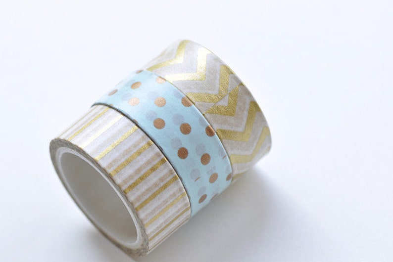 Dot Stripe Chevron Washi Tape Set 15mm Wide x 5M 3 Rolls A Set No.12945