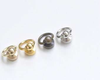 2pcs Brass Screwed Studs Back Pull Ring Button Leather Hardware Ring Inner Size 12mm (1/2") Pick Color