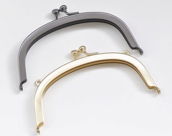 13.5cm (5") Matte Gold/Gunmetal Purse Frame Bag Hanger Glue-in Style With Lovely Kiss-Lock