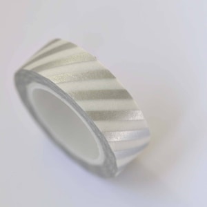 Silver Stripe Washi Tape/ Semi Transparent Washi Tape 15mm Wide x 3 Meters Long No.12328
