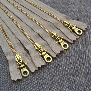 Brass Gold Teeth Color Cream White Zipper Closed End Zipper No.3 Various Length