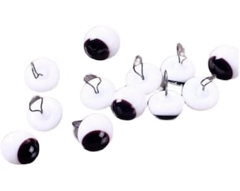 Um par de olhos de vidro alemães com argola, redondos, para ursinho de pelúcia ou monstro, nos tamanhos 4 mm/6 mm/8 mm/10 mm/12 mm. Escolha o seu tamanho.