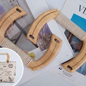 A Pair of Wood Handle Handcraft Material for Handbag Making 14.5cm