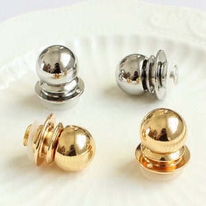 Retro Round Ball Head Purse Lock 16mm Foldable Purse Bag Craft Accessory Light Gold/ Silver Pick Color