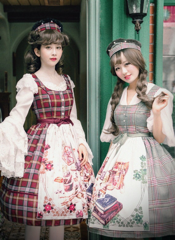 Vintage Dirndl Midi Dress Casual Lolita Women Dress Apron | Etsy Hong Kong