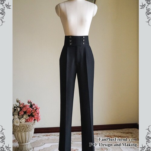Exclusive Designer Fashion, Neo-ludwig Gothic Vintage High Waist Unisex Double Breasted Pants