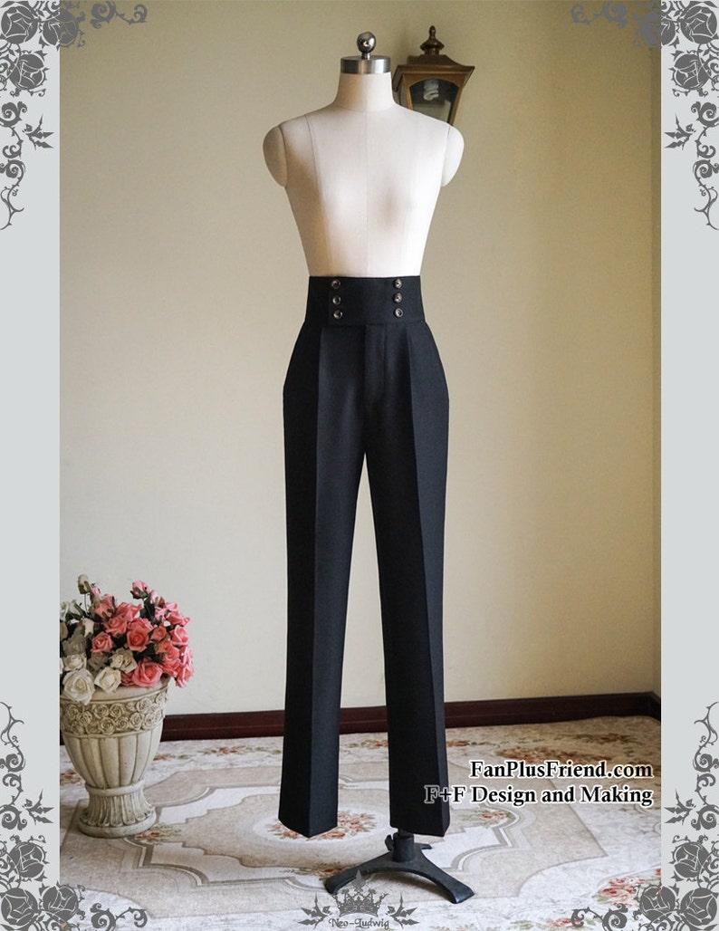 Exclusive Designer Fashion, Neo-ludwig Gothic Vintage High Waist Unisex Double Breasted Pants 