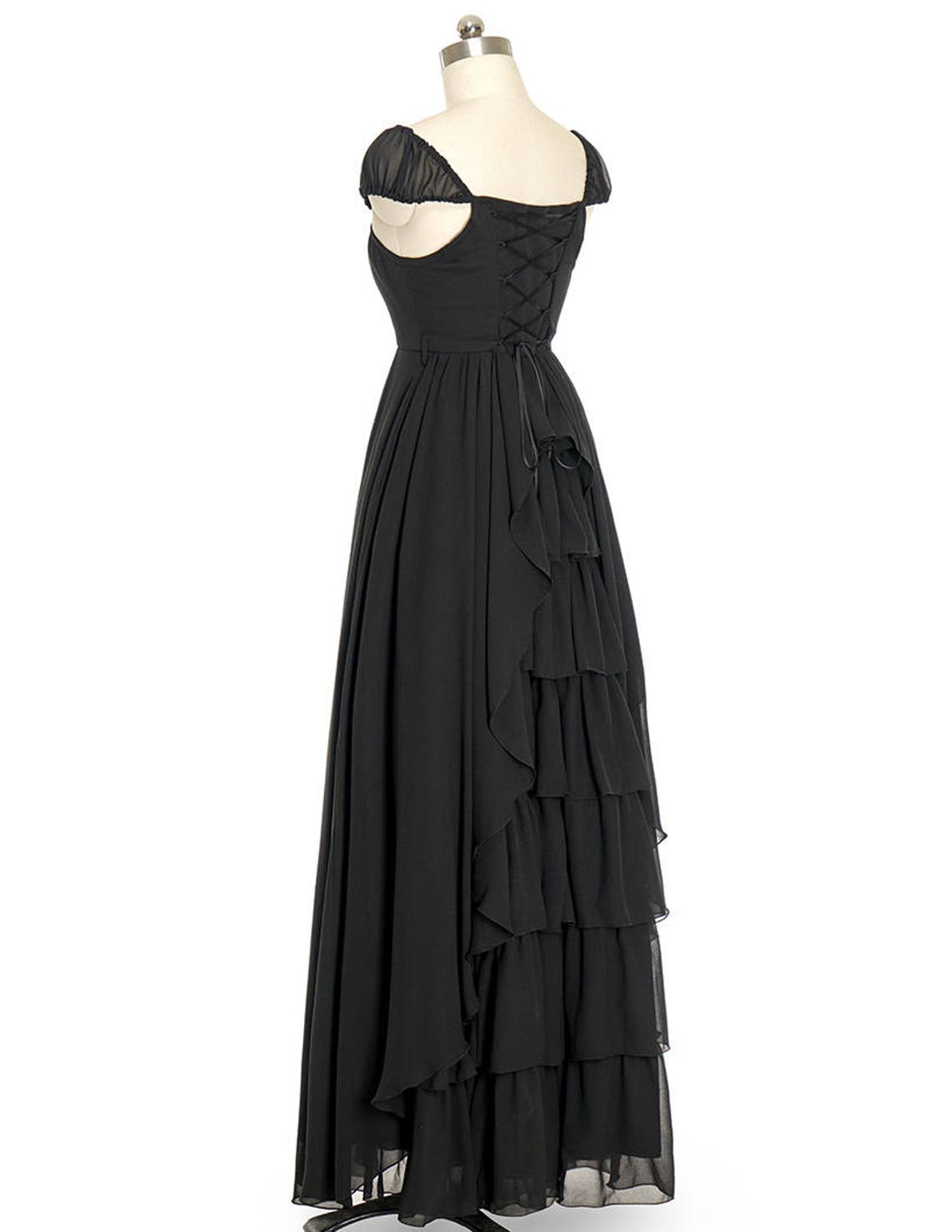 Gothic Retro Black Dress Summer Maxi Dress Draped Chiffon - Etsy Canada