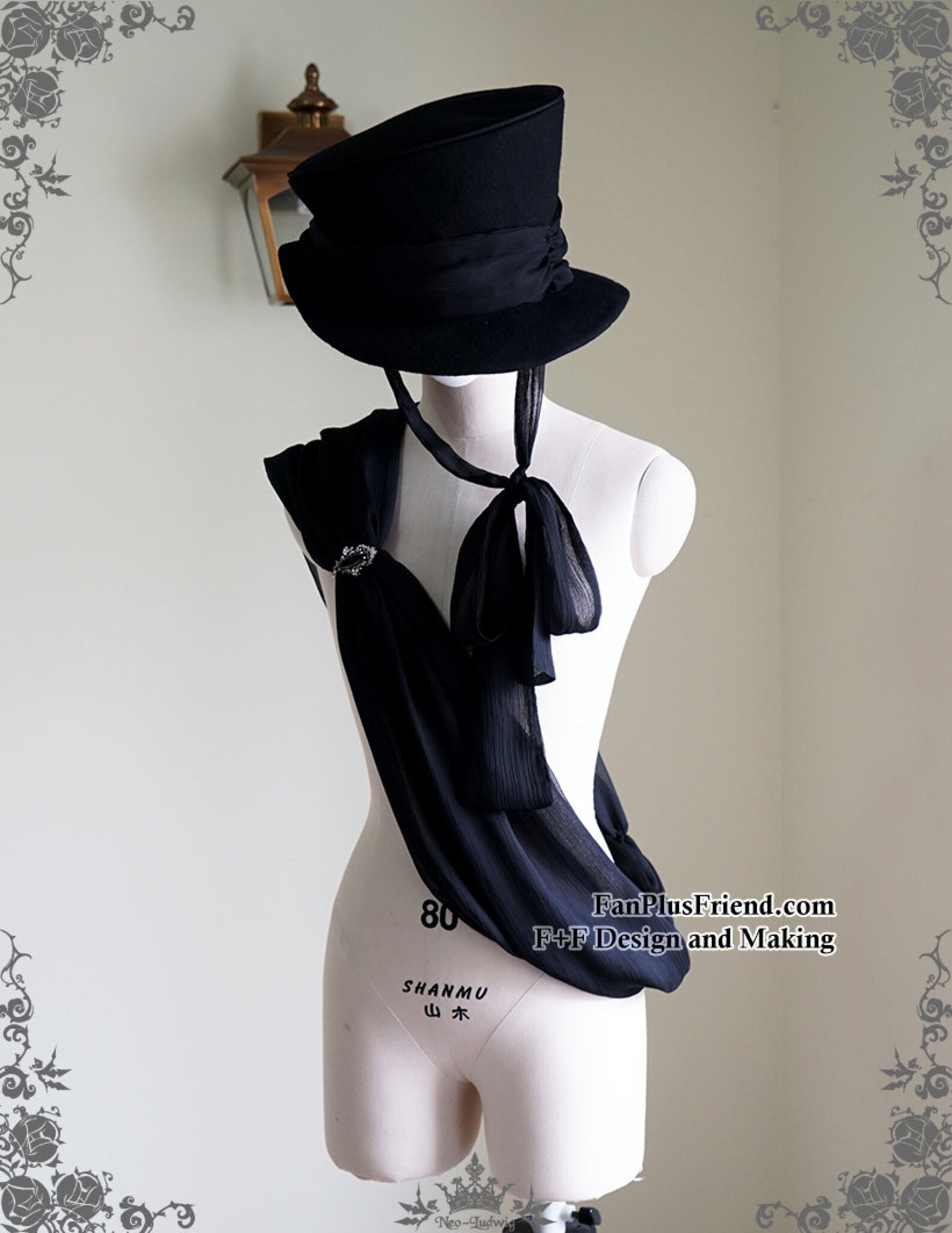 Elegant Gothic Dandy Bias Top Hat & Sash Setblack Mint Blue - Etsy