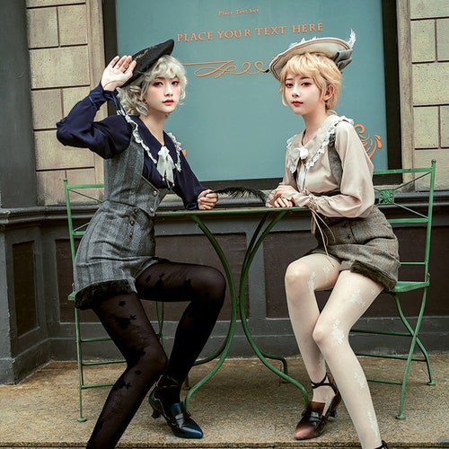 Gothic Cute Lolita Casual Preppy Fashion Check Wool Underbust - Etsy