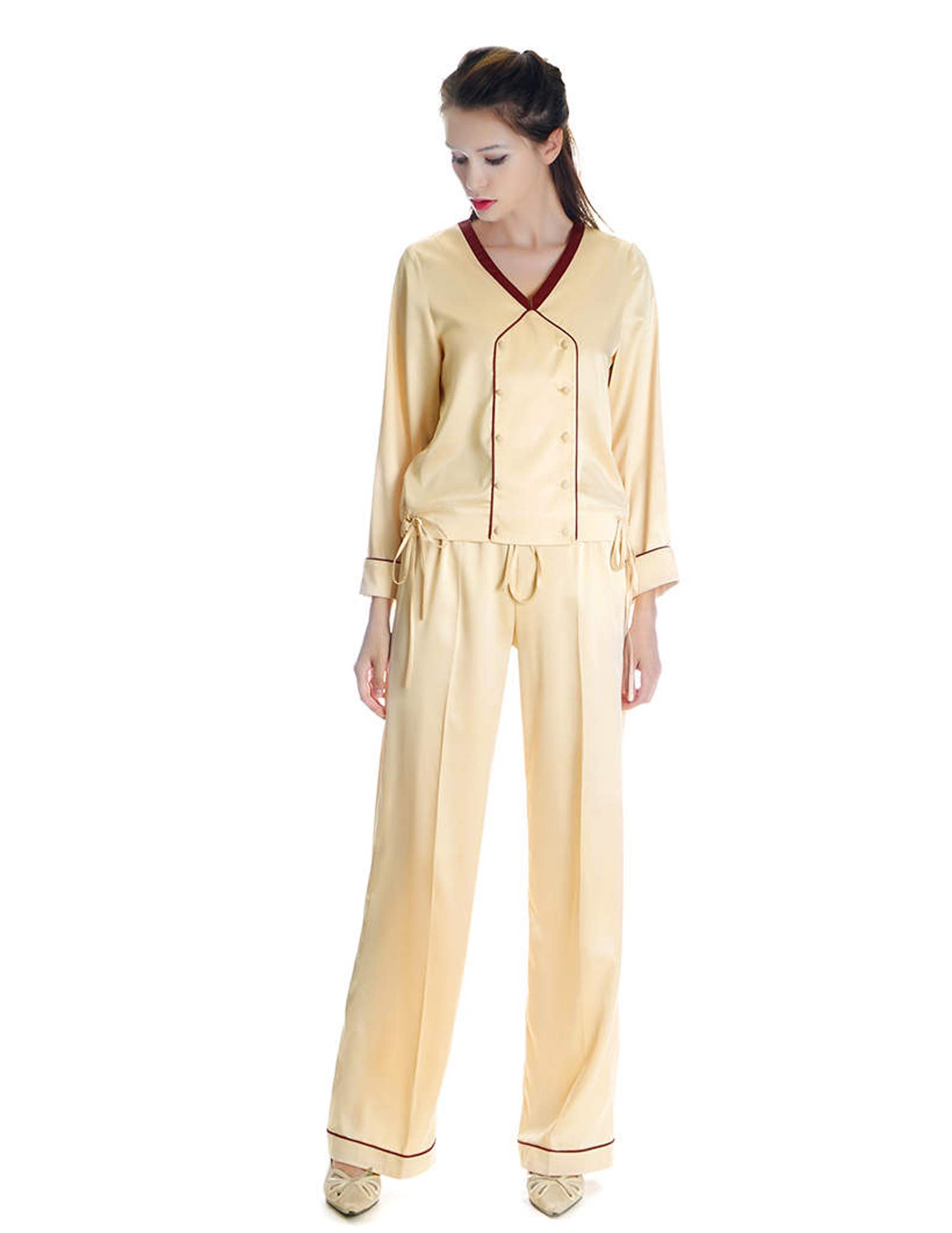 50s' Vintage Preppy Silk Pajamas Sleepwear Pants Slack Etsy