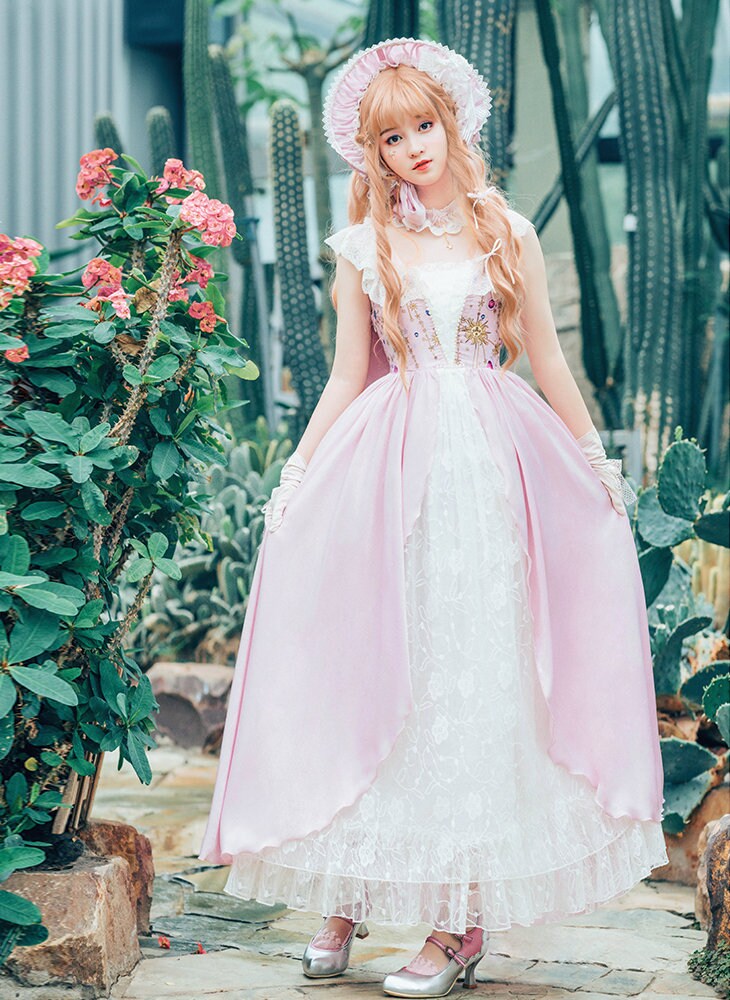 Classic Lolita Elegant Chic Pink Blue Star Stripe Prints Etsy Ireland