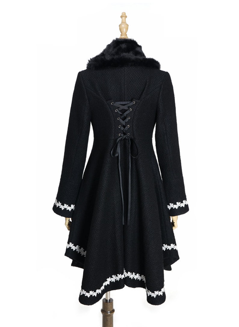 Lolita Fashion Wool Coat Petal Midi Winter Coat and Fur Scarf | Etsy