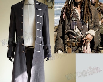 Pirates of the Caribbean (Movie) Cosplay, Captain Jack Sparrow Trench Coat Costume