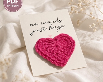 Crochet Heart Applique Pattern, Easy Beginner Crochet PDF, Instant Download, Heart Motif Pattern