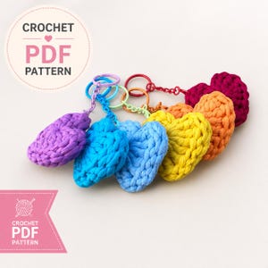 Simple Crochet 3D Heart Keychain PDF Pattern | Cute Amigurumi Heart Charm Tutorial