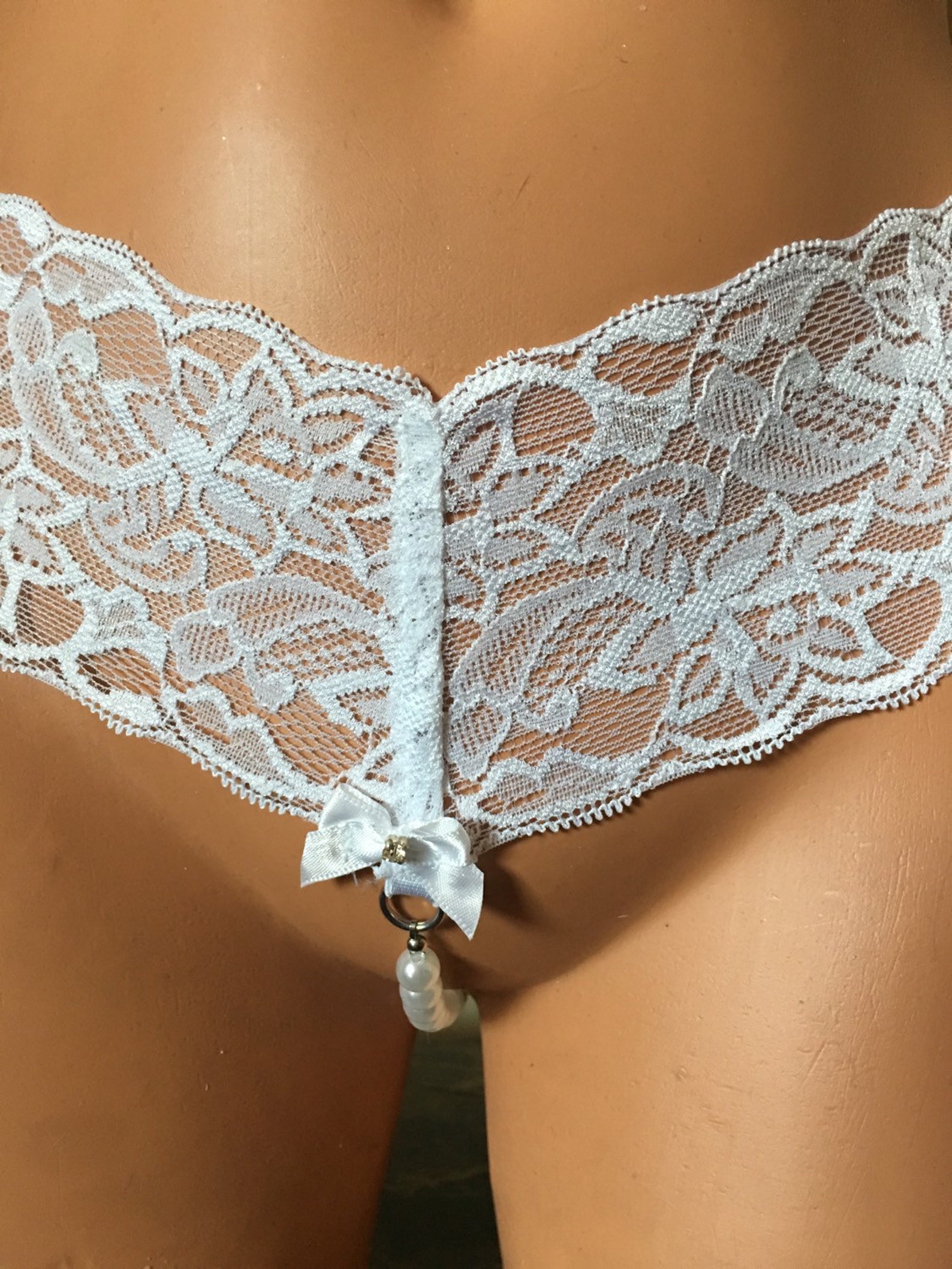 Crotchless Panties With Pearls And Lace Perfect Wedding Etsy Uk
