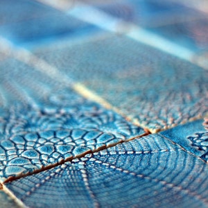 10 pieces of handmade aquamarine tiles with random patterns