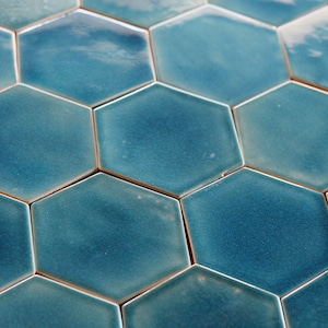 A 10 pieces set of hexagon shape tiles - handmade