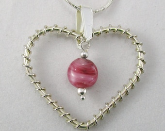 Twisted Silver Plate Heart with Glass Bead