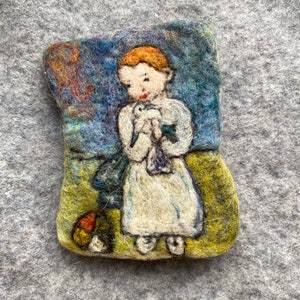 Child with a Dove, Wool Brooch