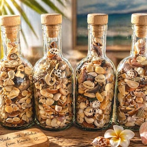 Glass Bottle of Sea Shell Pieces from Kaua’i | Beach Costal Nautical Home Decor
