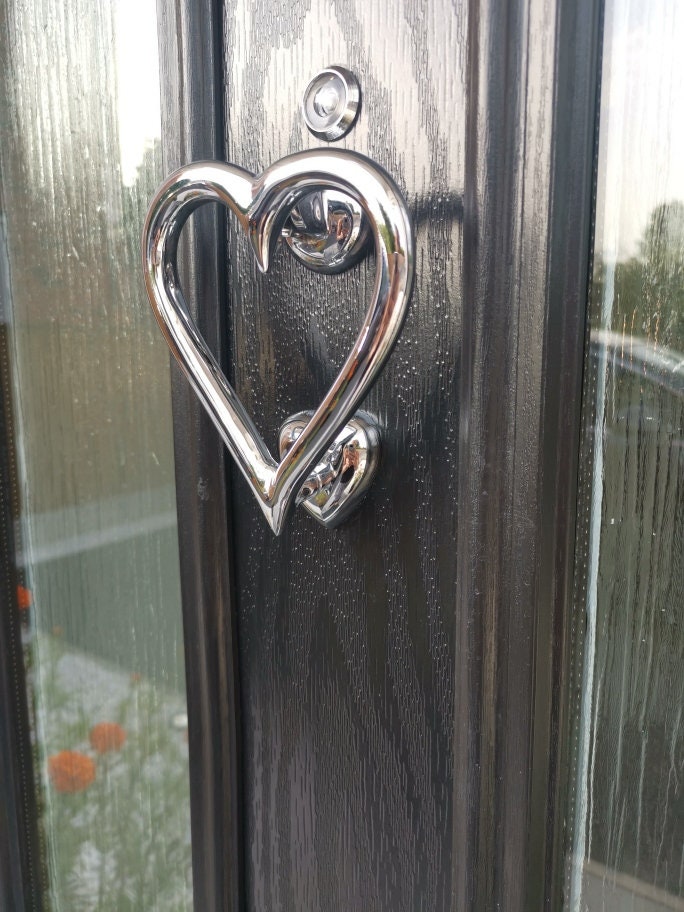 Heart Door Knocker Chrome Brass Black Brushed Chrome Etsy
