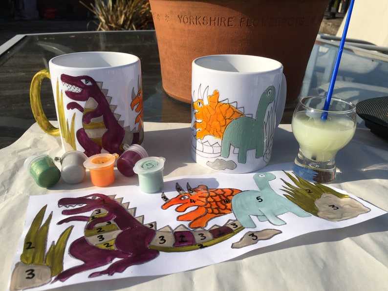 Painting by Number Mugs Craft Kits FREE UK POSTAGE Dinosaur
