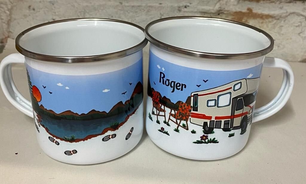 Personalised Enamel/Tin Mugs Gifts Camping Fishing Etsy