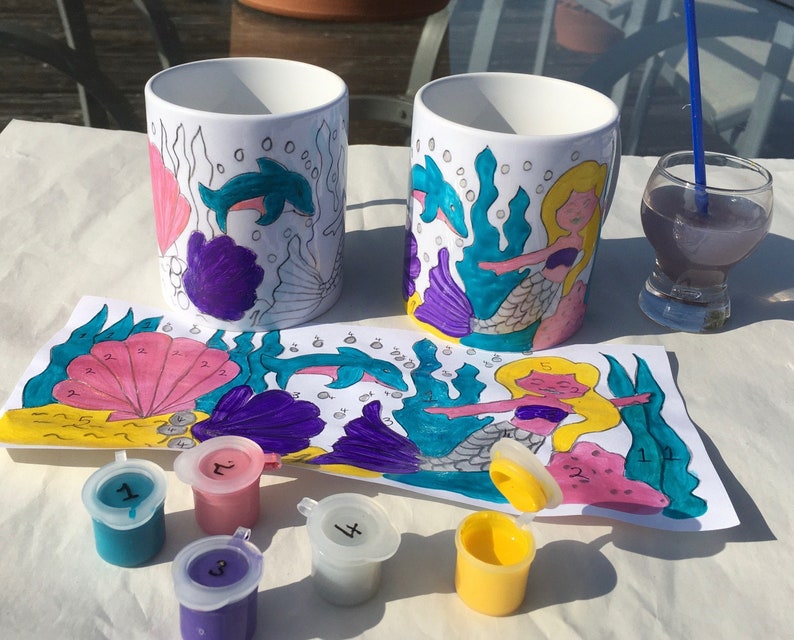 Painting by Number Mugs Craft Kits FREE UK POSTAGE Mermaid