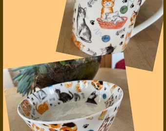 Fine Bone Chine Cat/ Mixed Dog 1 Pint Mugs & Pet Bowls