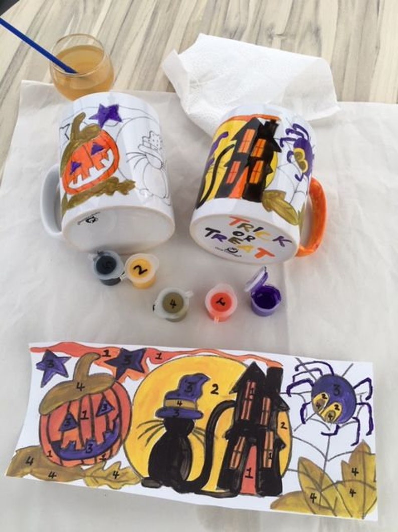 Painting by Number Mugs Craft Kits FREE UK POSTAGE Halloween