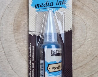 Pentart media ink - coral-blue