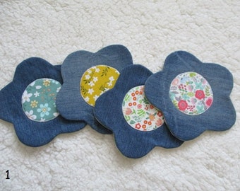 Sous-verres en Denim, sets de table floraux, sous-verres à fleurs pour tasses, sets de table en Patchwork