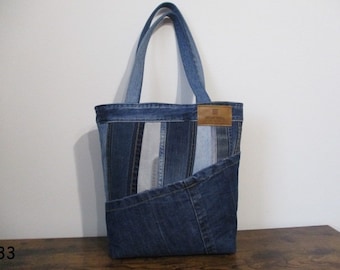 Sac acheteur en jeans, sac à main unique, sac fourre-tout en denim recyclé sac en jeans de voyage extra grand sac cadeau pour elle
