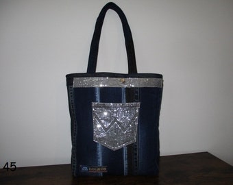 sac à main argenté sac à main en denim sac à main avec paillettes sac à main unique sac de shopping composition en jeans