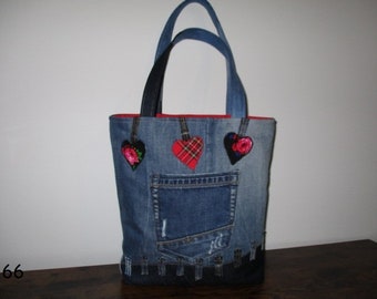 Sac à main denim shopper unique coeur denin sac étanche