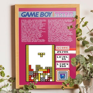 Poster Tetris con cartuccia originale Game Boy - Decorazione Retro Gaming per Collezionisti e Fan del Vintage