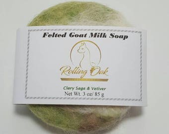 Alpaca Felted Goat Milk Soap Clary Sage Vetiver Antimicrobial Hypoallergenic